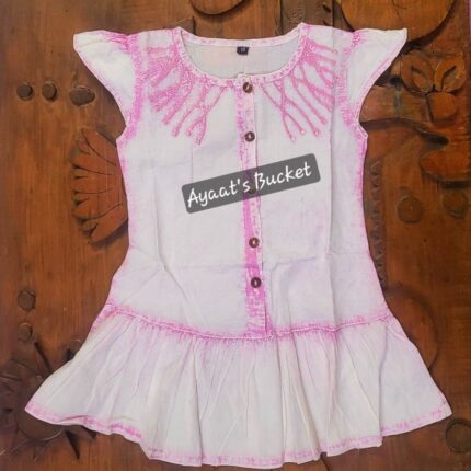 Summer Friendly Baby Girl's Neck Embroidery Frock