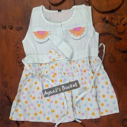 Summer Friendly Baby Girl's Sunflower Polka Dot Frock