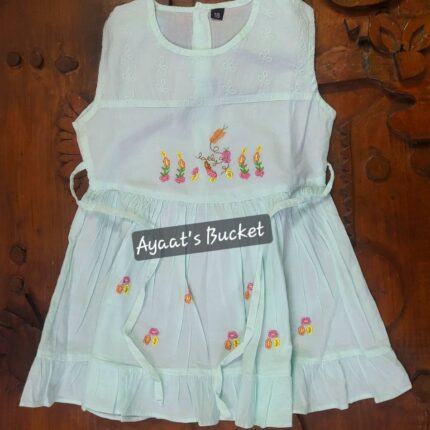 Summer Friendly Baby Girl's Chickankari Embroidery Frock