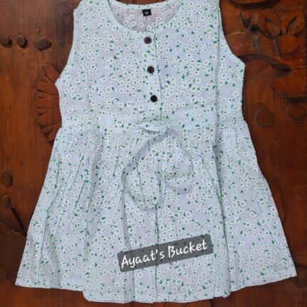 Summer Friendly Baby Girl’s Floral Waist Belt Frock