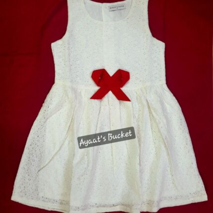 Summer Friendly Baby Girl’s Chikankari Bow Frock