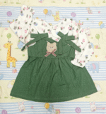 Green Frock with Floral White Shirt