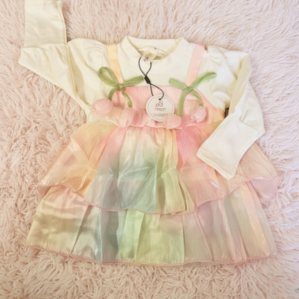 Pink multi-colored baby frock