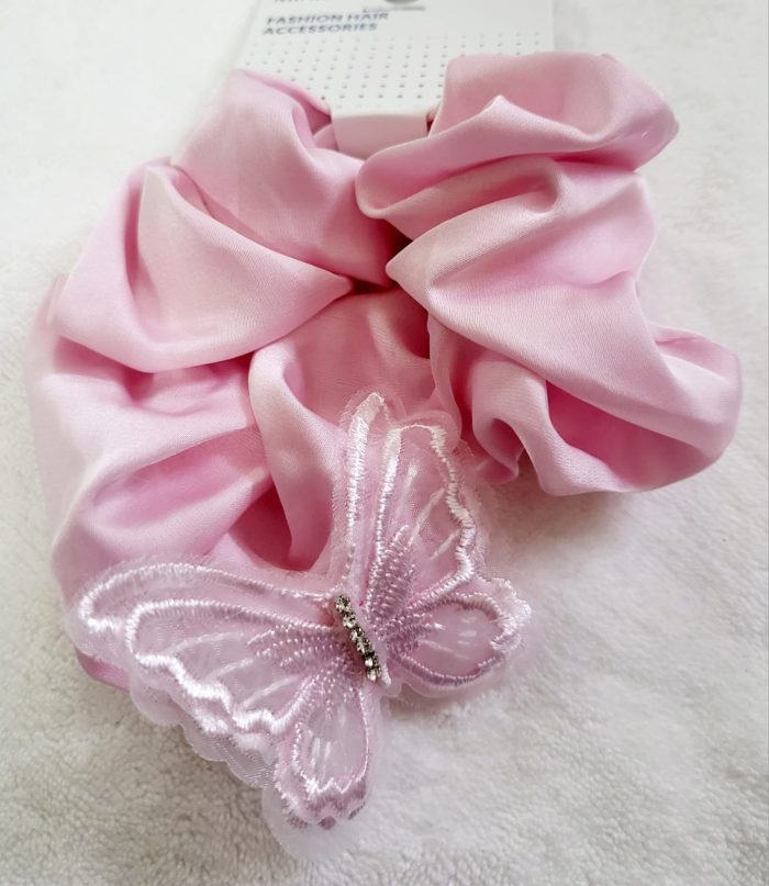 Butterfly Series Embroidered Hair Scrunchie(1 pc)- Pink - Image 1