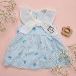 Cute Blue Bunny Sleeveless Party Dress - Tulle Frock with Big Bow