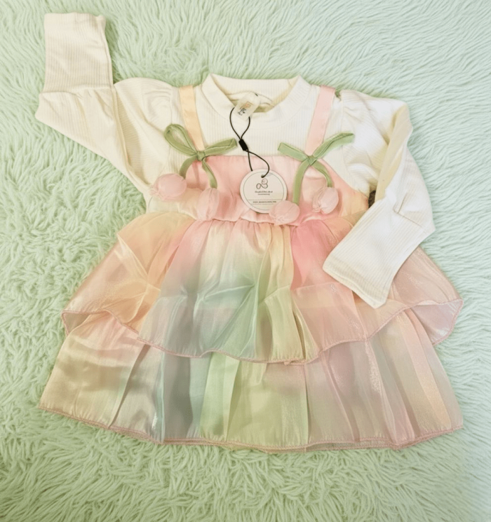 Pink Multi colored Frock | China Imported - Image 3