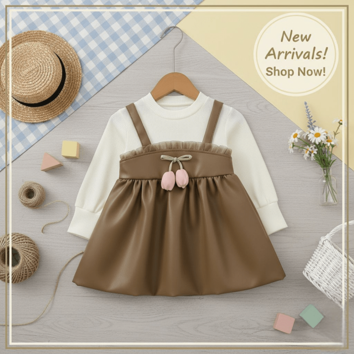 Leather Frock – OLIVE GREEN / CHOCOLATE - Image 2
