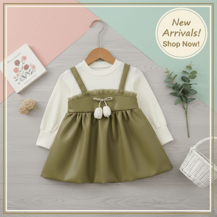 Leather Frock – OLIVE GREEN / CHOCOLATE - Image 4