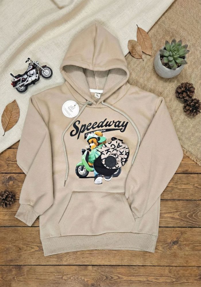 Premium Boys Brown Hoodie with Coin Pocket – Warm Winter Speedway Pullover (5-11 Years) - Image 1