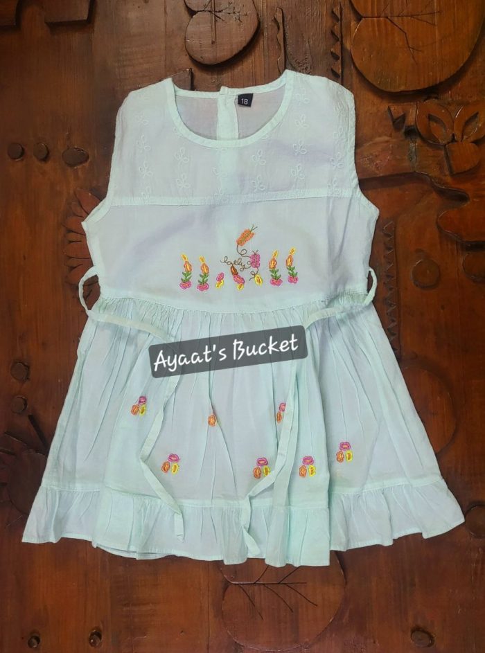 Summer Friendly Baby Girl's Chickankari Embroidery Frock - Image 1