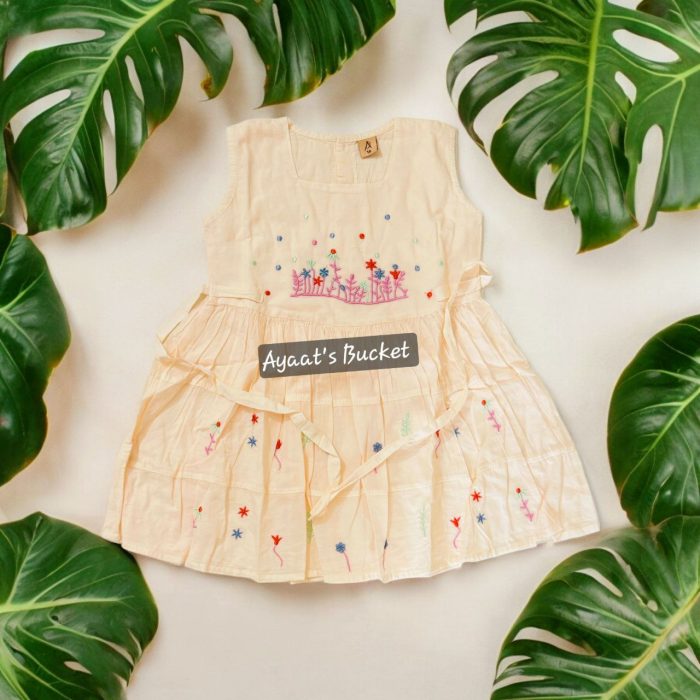 Summer Friendly Baby Girl’s Sharp Embroidery Flower Frock - Image 1
